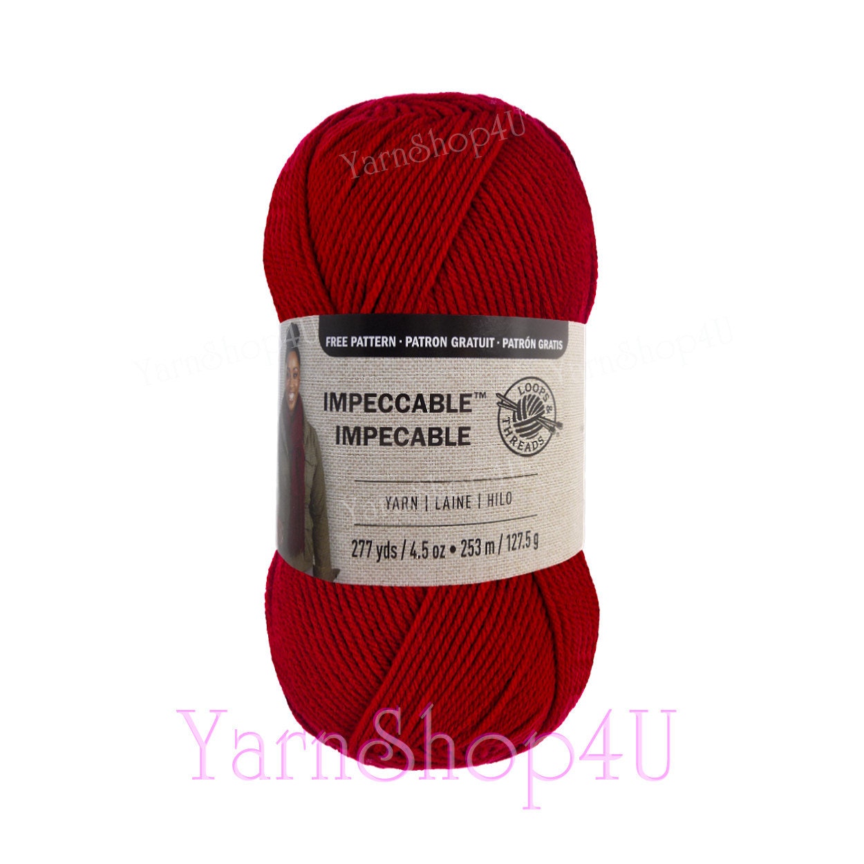 RED HOT Impeccable Yarn. Loops & Threads Solid Red Yarn. A