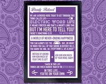 Dearly Beloved Poster - purple, prince, lyrics, tribute