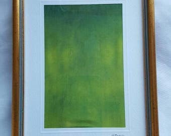 Silk hand dyed picture in greens, silk art, silk picture