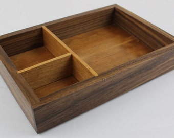Dresser Valet Tray -Walnut and Cherry Wood - Desk Tray - Desk Organizer - Nightstand Tray - Dresser Tray - Valet