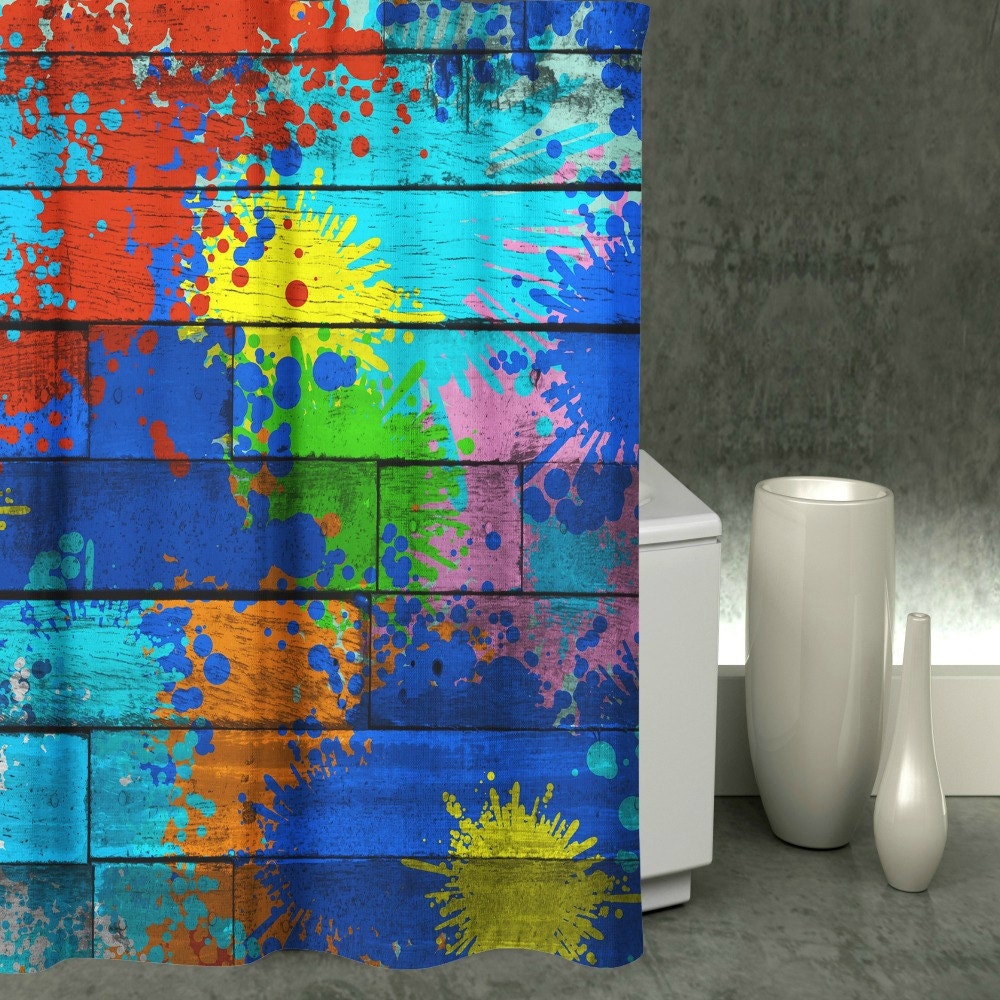 Paint Splatter Shower Curtain Messy Artist Faux