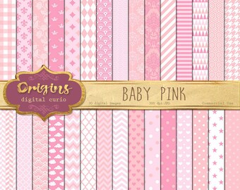 70% OFF Baby Pink Digital Paper, baby shower digital paper, pink backgrounds, baby girl scrapbook patterns instant download commercial use
