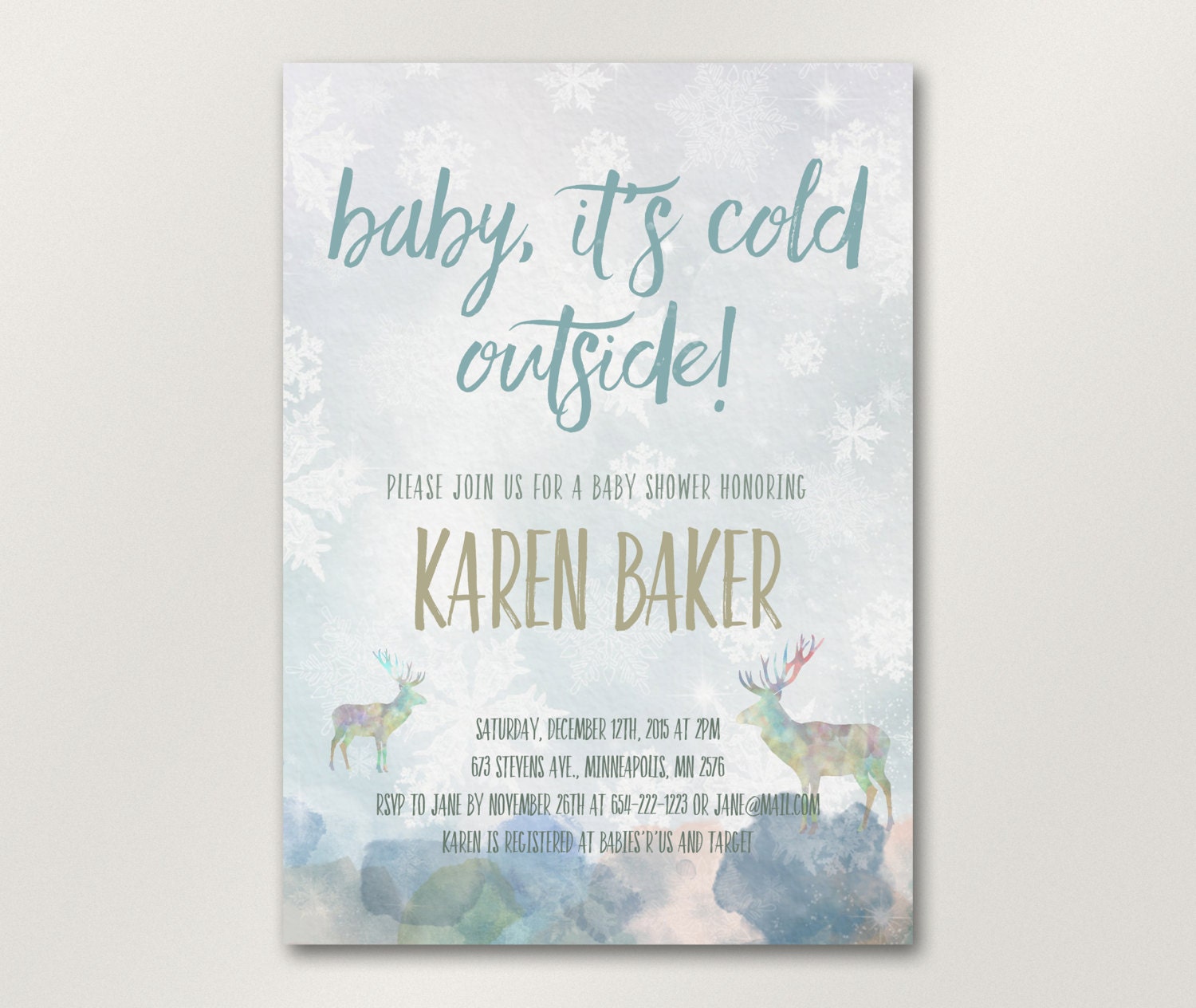 Baby It's Cold Outside Invitation // Winter Baby Shower
