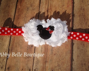 Minnie Mouse Headband,Minnie Mouse Polka Dot Headband,Baby Toddler Girls Hair Accessory,Girl Hair Band,Shabby Chic,Photo Prop,Mickey Mouse