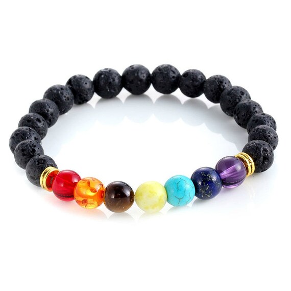 7 Chakra Bracelet Lava Bead Bracelet Chakra Gemstones