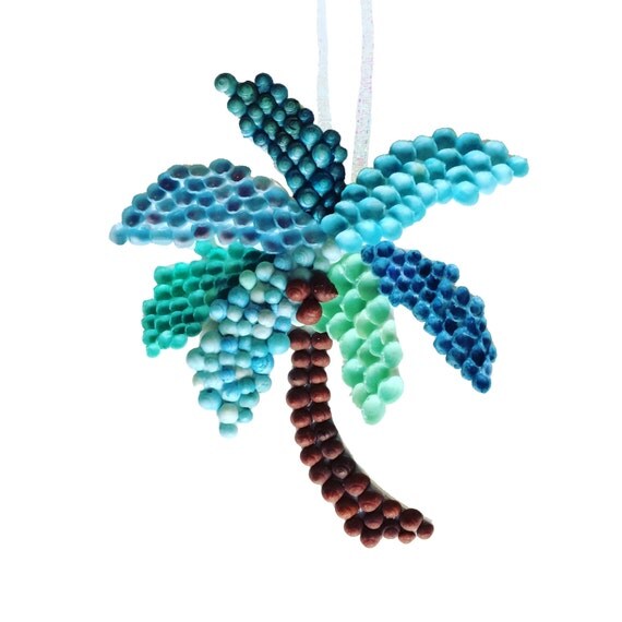 blue palm tree seashell ornament blue palm tree seashell ornament