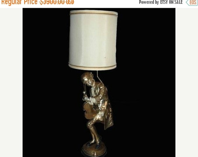 Storewide 25% Off SALE Rare Hollywood Glam Morris Markoff Marbro Mozart Violin Playing 5' Floor Lamp Featuring Gold Leaf & Original Lampshad
