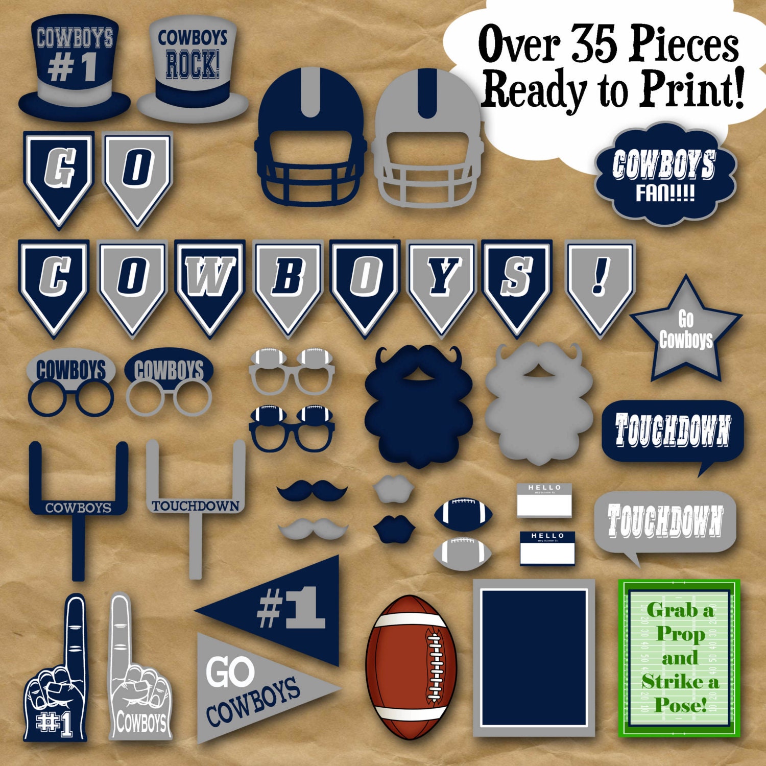 Cowboys Football Photo Booth Props and Party Decorations Cowboys Football Photo Booth Props and Party Decorations