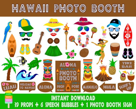PRINTABLE Hawaii Photo Booth PropsLuau Photo Booth