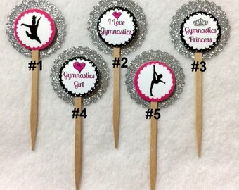 Set Of 12 Personalized Gymnastics Cupcake Toppers (Your Choice Of Any 12)