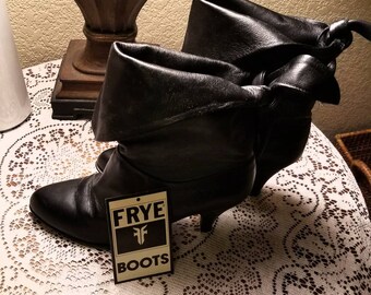 Vintage 80s Frye black leather ankle boots valley girl cowgirl chic