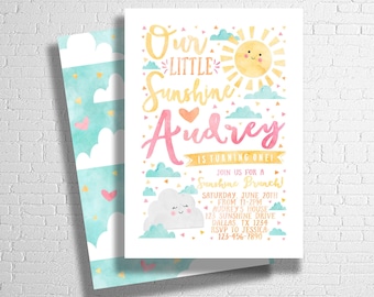 Sunshine Birthday Invitation | You Are My Sunshine Birthday | Our Little Sunshine | Spring Birthday Theme | DIGITAL FILE ONLY