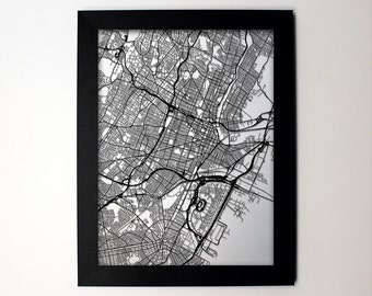 Newark New Jersey Laser Cut Map, Newark NJ Street Map, Newark Framed Map, Newark Wall Art, Newark Gift, Newark Decor, Newark Wedding