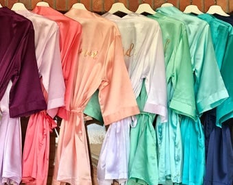 Satin Bridesmaid Robes, Personalized Satin robes, Custom Bridesmaid Robe, Bridesmaid gift, Bridal Robe, Getting Ready Robe, wedding day