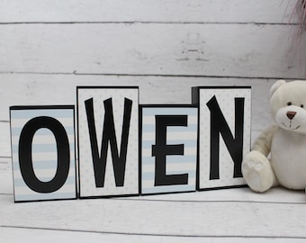 Baby Boy Name Blocks, Wood Block Letters, Baby Shower Gift, Baby Boy Nursery Decor, Baby Nursery Sign, Boy Bedroom Decor, Boy Gift Idea