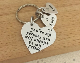 personalized best friend gift keychain, personalised keyring, youre my person, long distance boyfriend gift, gift for girlfriend,