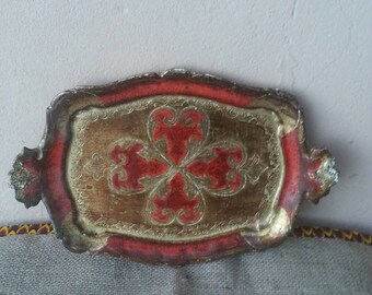 Piccolo Vassoio fiorentino/Italian wooden tray/Small wooden tray decorated