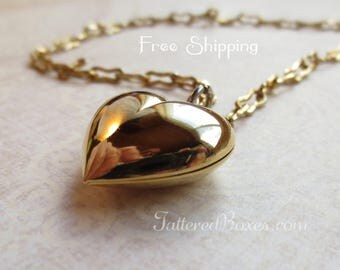 Puff Heart Choker - Gold Tone Puff Heart Pendant - Double as a Bracelet. Shipping Included!
