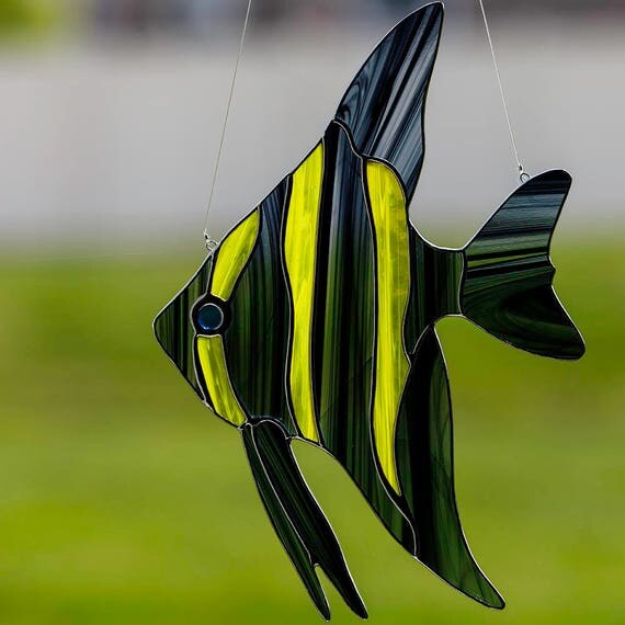 stained glass angel fish suncatcher stain glass angel fish