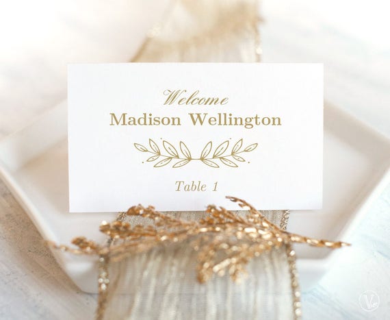 Printable Gold Wedding Place Card and Escort Card templates