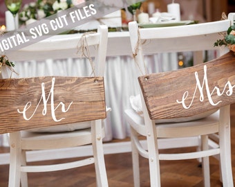 Mr and Mrs SVG Cutting File Vinyl Cutting Decal Wedding Signs Wine Glasses SVG files Silhouette Cameo Cut Files Svg SVG Bonus Wreath