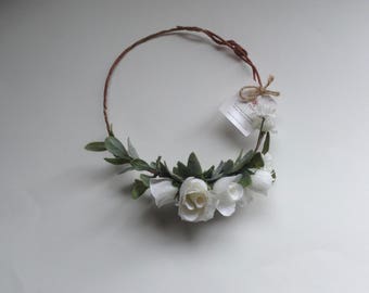 40% OFF - Our "Catherine" Rose Flower Crown, White or White & Pink, Floral Crown, Flower Crown, Silk Rose Crown, Boho Floral Crown,