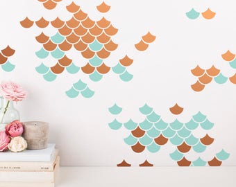 Mermaid Scale Wall Decals - 2-Color Wall Decals, Nursery Decals, Geometric Decals, Modern Wall Decals, Unique Wall Decor