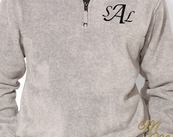Monogram Fleece 1/4 Zip - Monogram Fleece Pullover - Fleece Sweater - Quarter Zip Pullover