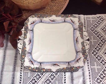 Rare Shelley pattern. "Swallows" Sandwich plate. Circa 1924
