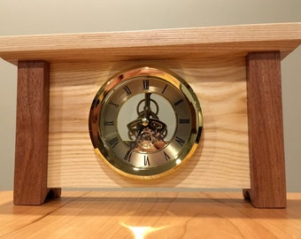 Skeleton Mantle Clock made with Ash and Mahogany