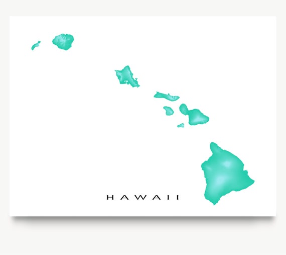 Hawaii Map Print Hawaii Art Hawaiian Islands Home Decor