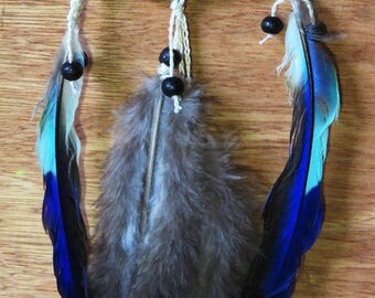 Handmade Crochet Dreamcatcher with natural feathers - Attrape rêve crochet fait main avec plumes naturelles