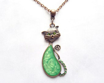 Necklace Feline N73g Mixed Gemstones Enamel