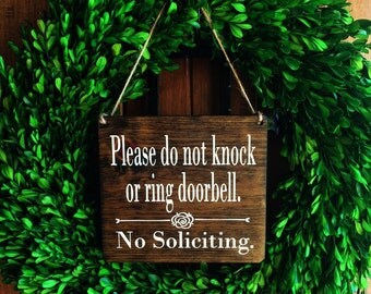 No Soliciting Sign | 7x8 | No Soliciting Door Sign | Do Not Disturb Sign | Do Not Ring Doorbell Sign | No Solicitation Signs | Door Signs |