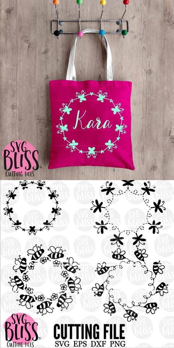 Download Monogram Wreath SVG Bundle Bumble Bee Butterfly Dragonfly
