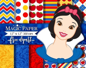 50% OFF SALE Snow White Digital Paper, Princess Scrapbook