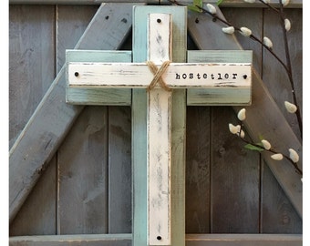 PERSONALIZED WOOD CROSS, Personalized Baptism gift, Rustic Baptism gift, Godmother gift, First Communion gift, Christening gift, 16" x 12"