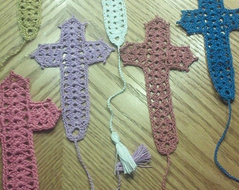 Crocheted Cross Bookmark Cross Bookmark Lacy Crocheted Cross