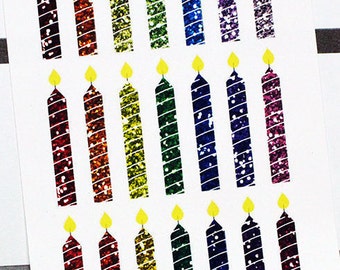Planner Stickers "Glitter" Birthday Candle for Erin Condren, Happy Planner, Filofax, Scrapbooking