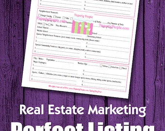 Real Estate Marketing - Perfect Listing Blog Post Worksheet, SEO, Real Estate Agent, Real Estate Farming, Realtor Marketing