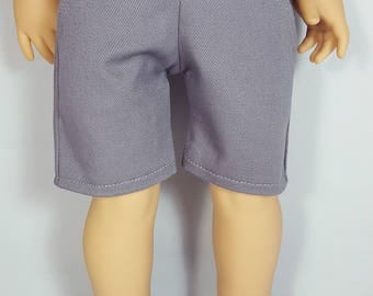 18 inch boy doll clothes - gray shorts