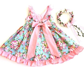 Girl’s clothes, Shabby Chic Toddler Dress, Pretty Girl’s Dress, Party Dress, Vintage style frilled dress. Size 1 Ready to Ship