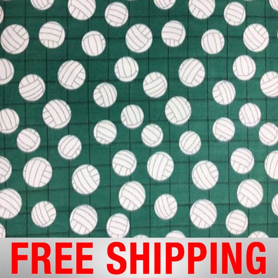 Fleece Fabric Volleyball Green 60 Wide Style1082 Free