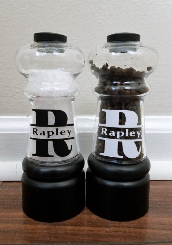 Personalized Salt and Pepper Shakers Grinders Wedding Gift