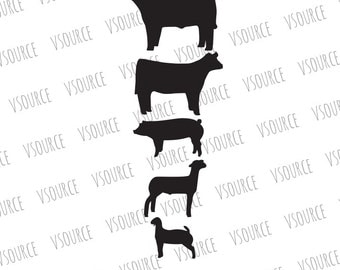 Show Animal Bundle SVG - Show Pig SVG - Show Cattle - Show Steer - Show Heifer - Show Goat - Farm Animals SVG Clipart- 4H Ffa Show Animals