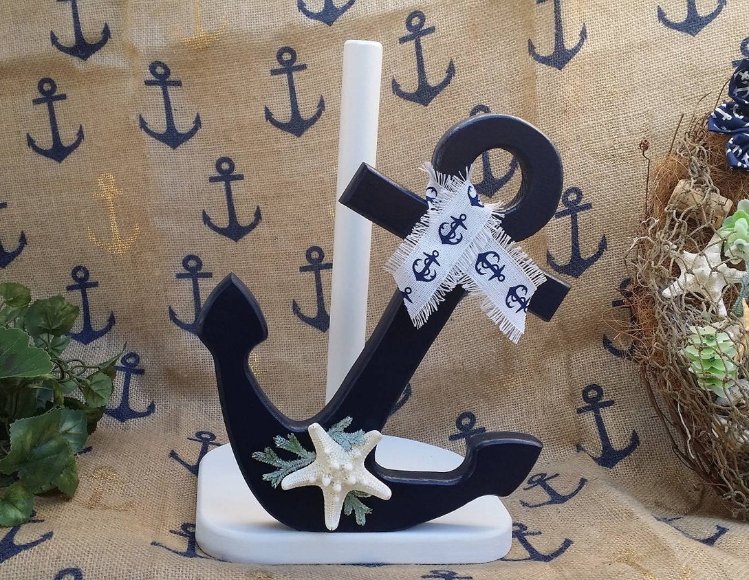 Anchor Paper Towel Holder Nautical By Apronstringsowllady On Etsy