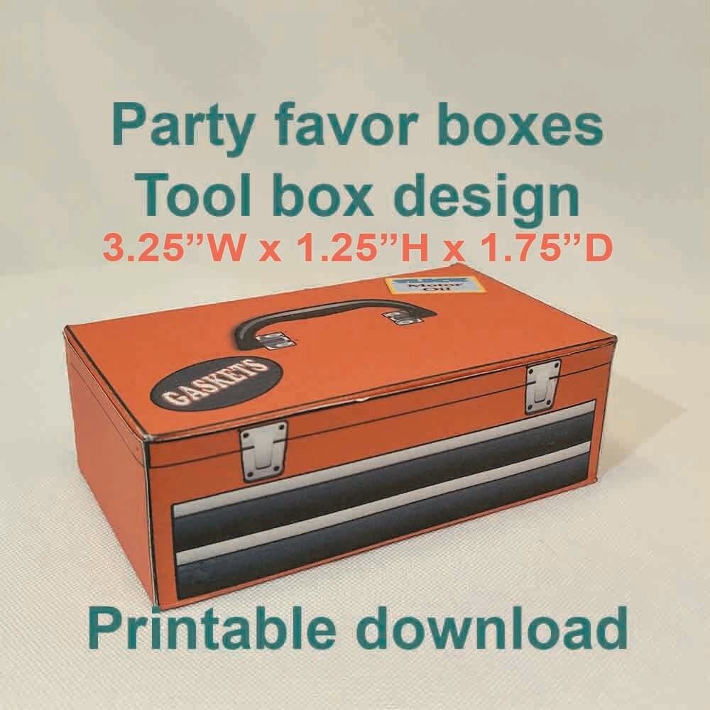 Tool boxParty favor/truffle box. Printable download.