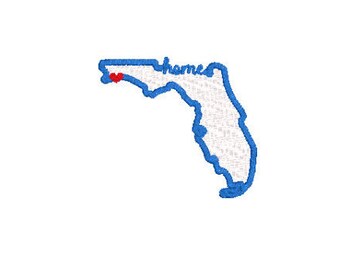 Florida Home state with heart embroidery design file machine applique design Instant Download Applique FILL STITCH raggy designs PES dst jef