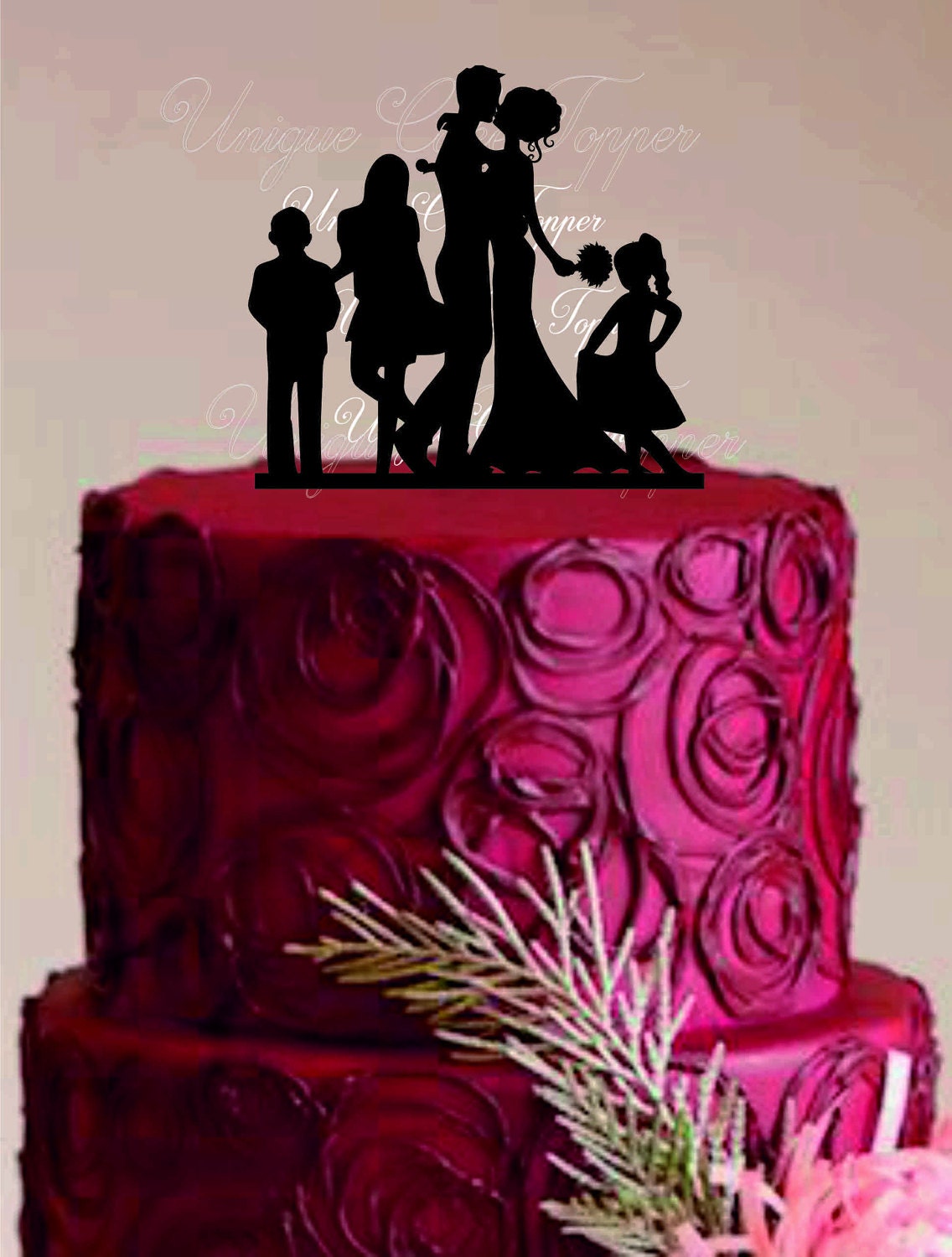 Bride and Groom Wedding Cake Topper with child Family Wedding