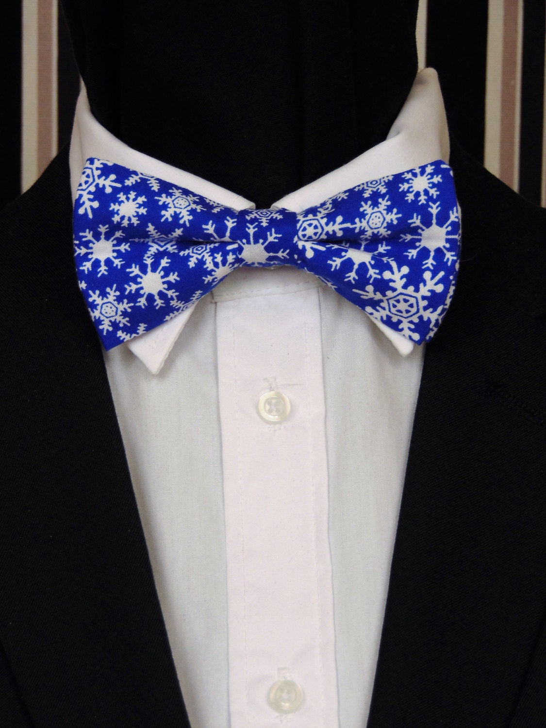 Christmas Bow Tie Snowflake Bow Tie Mens Bow Tie Blue Bow